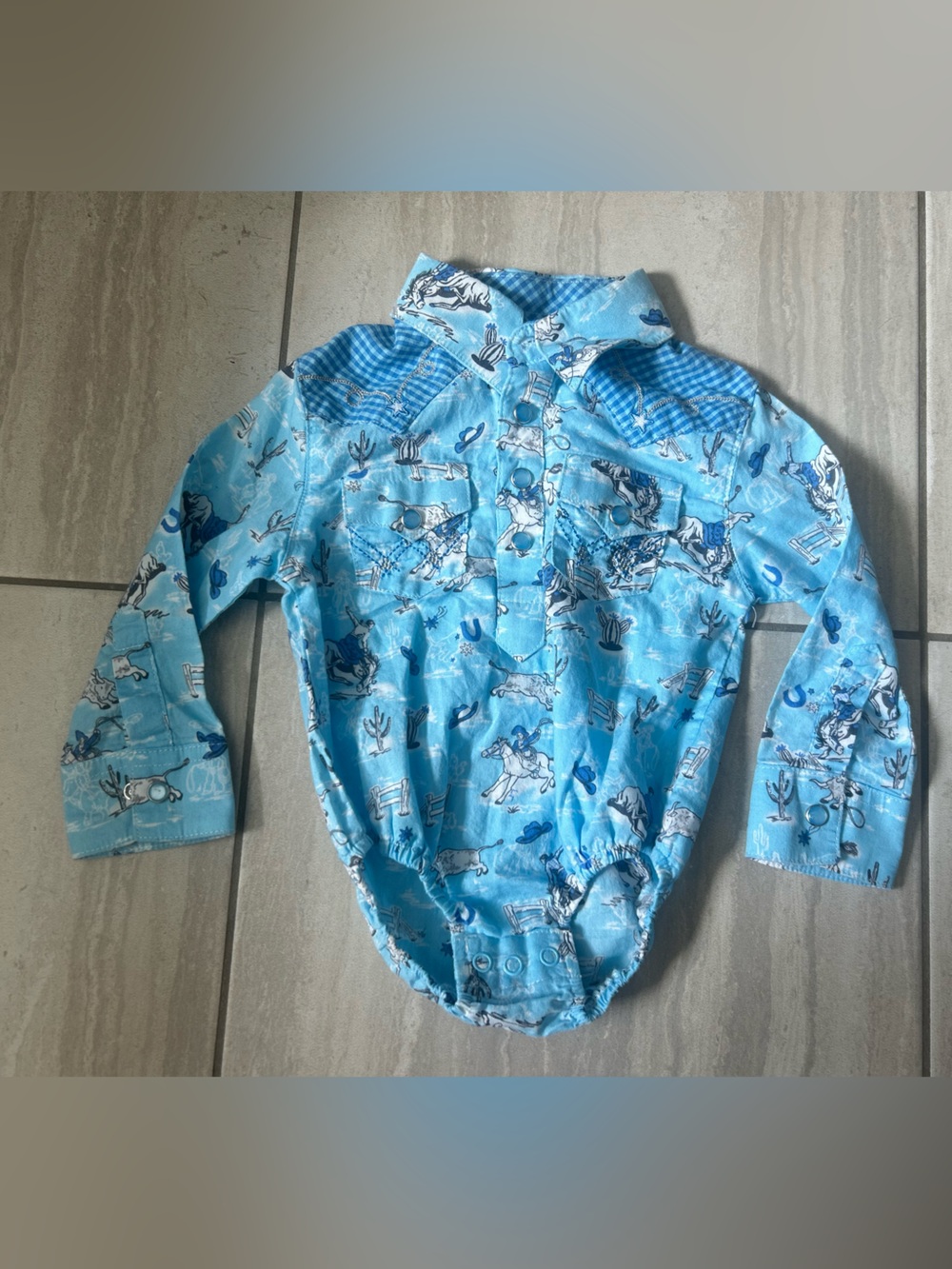 Wrangler Baby Western One-Piece Shirt Bodysuit 3-6 Months